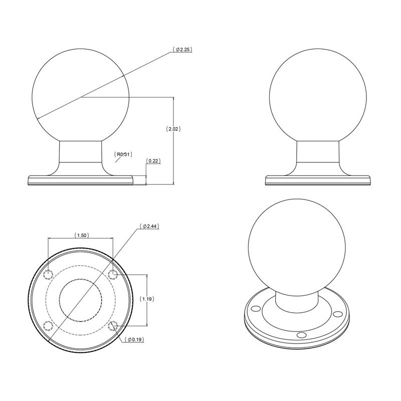 RAM Round AMPS Plate with Ball - RAM-D-254U - Image 3